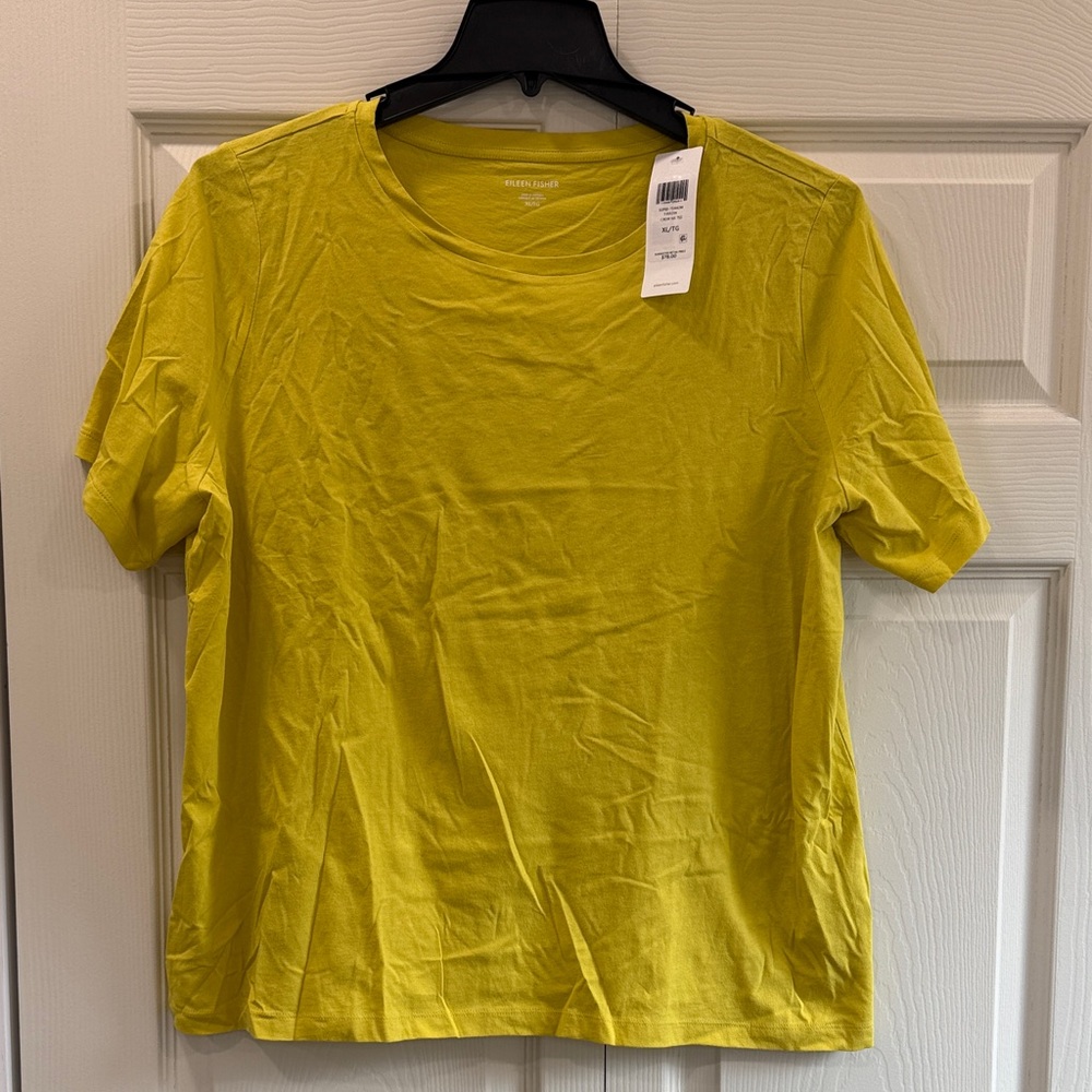 Eileen Fisher XL Yarow Crew Neck Tee NWT 100% Organic Cotton